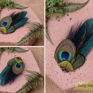 Haarspeldje kleine pauwenveer in groenblauw, groen, marineblauw of zwart nr. 002 Deep Teal Blue