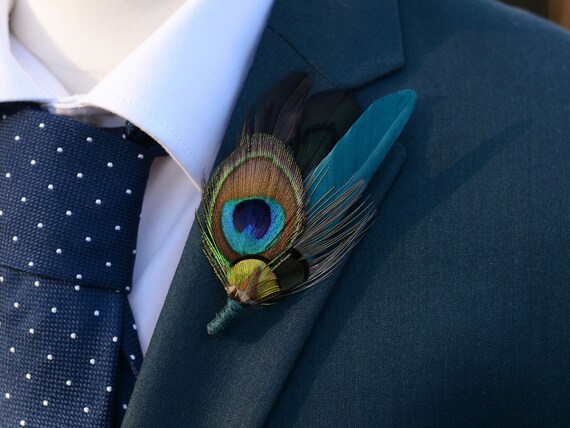 Peacock feather lapel deals pin