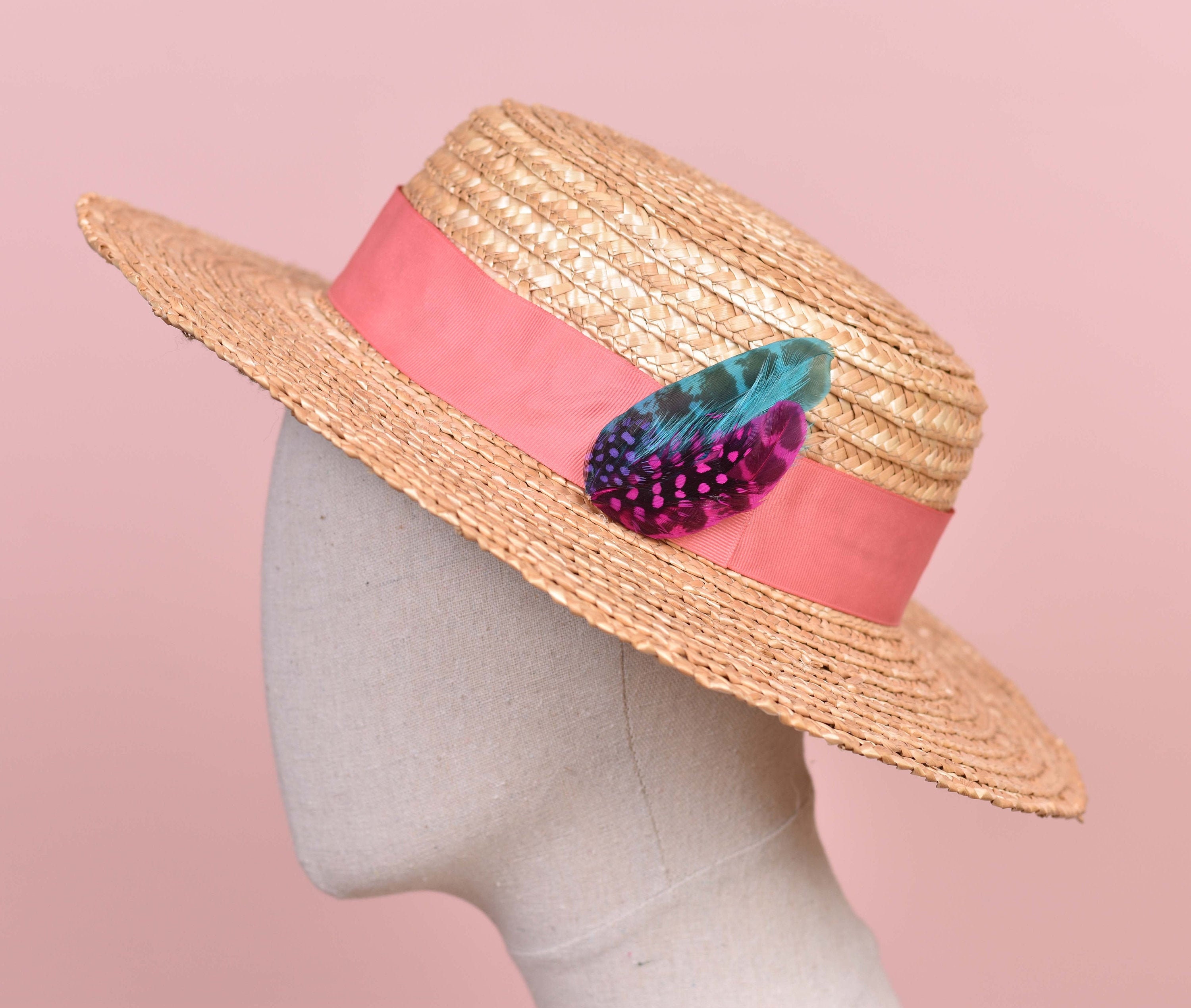 Pink, Blue and Purple Feather Hat Pin 