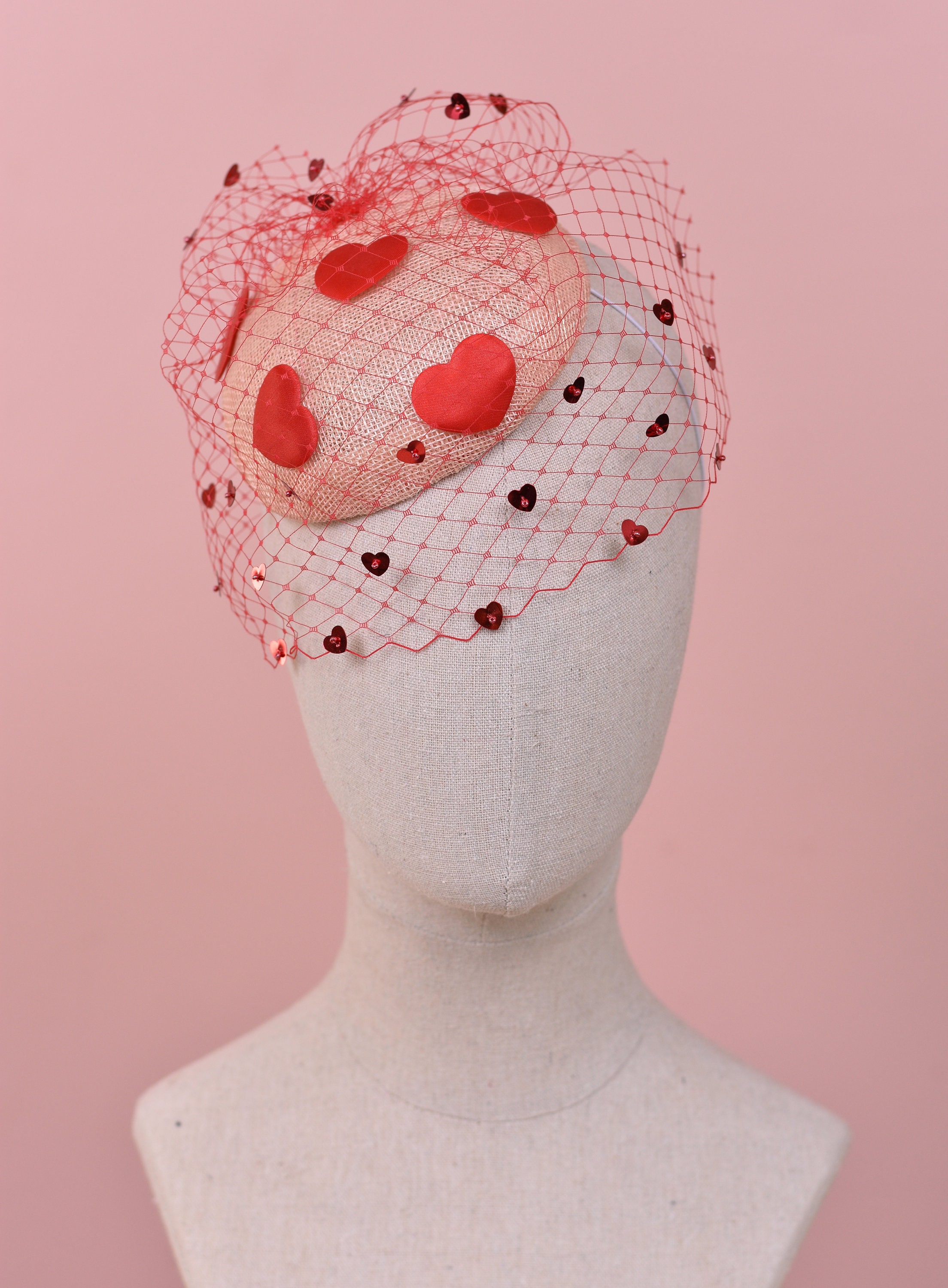 Heart Fascinator With Sequin Veil 