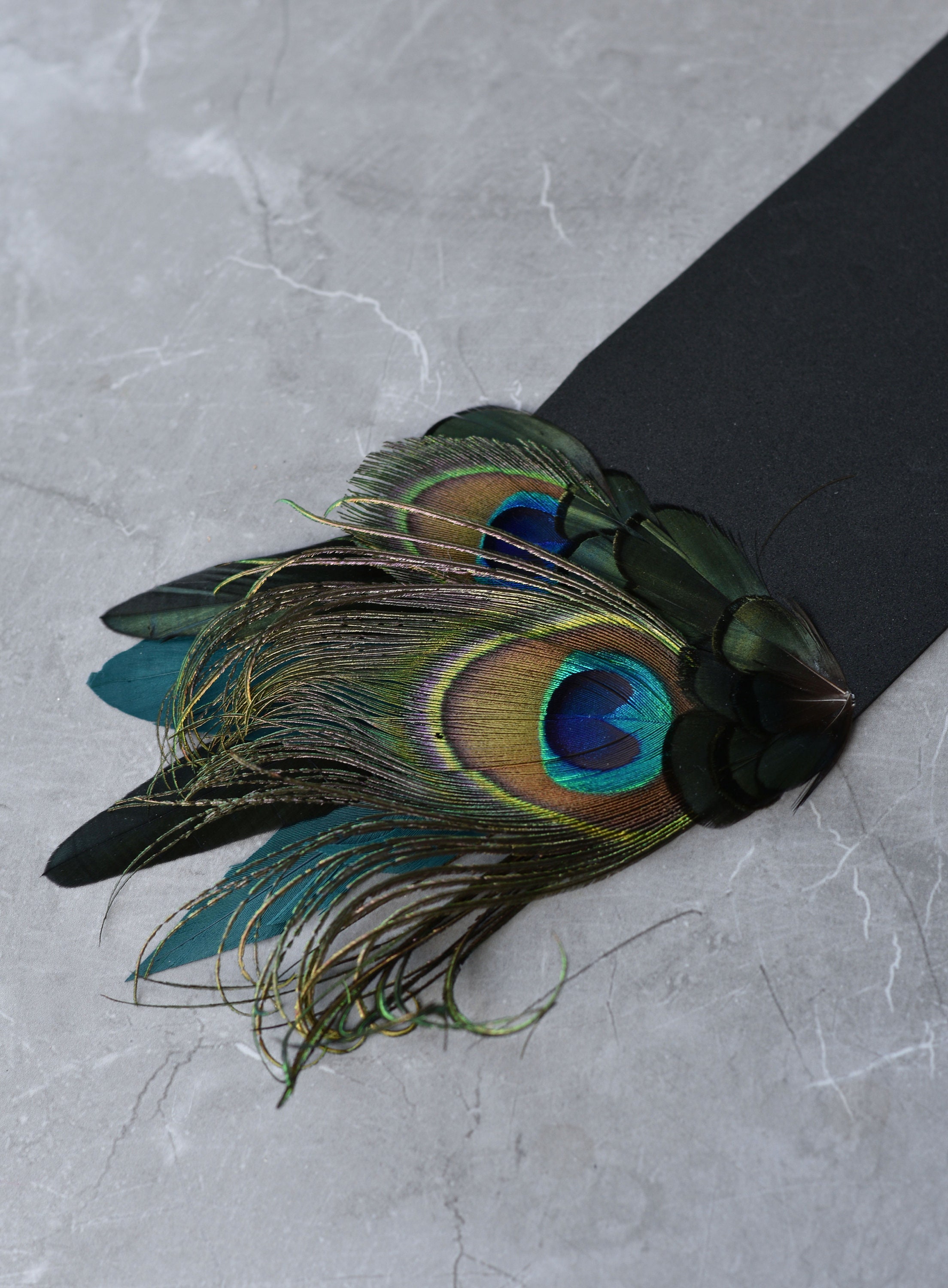 Green and Peacock Feather Pocket Square No.26