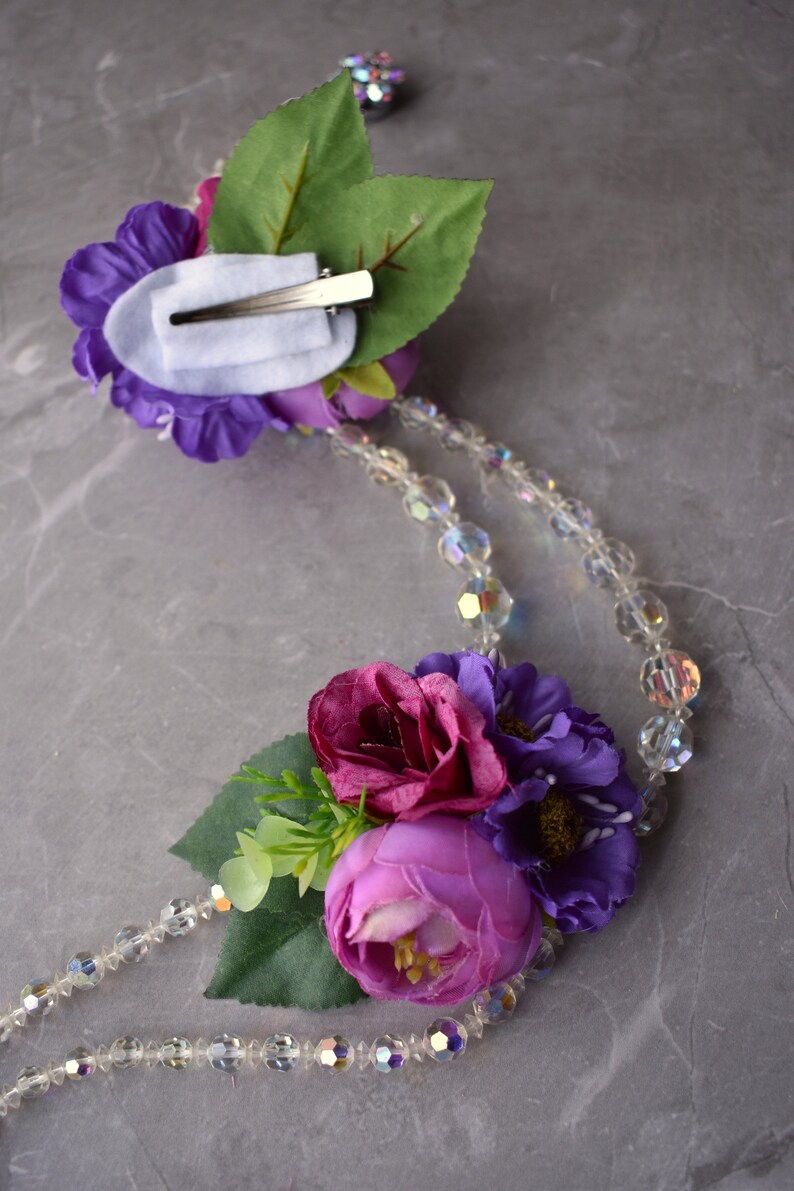 Floral Headpiece Flower Hair Clip in Pink and Purple| Bridesmaids Hair Clip Silk Flower Clip Bridal Hair Clip Flower Bun Clip