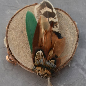 Barrette Plume de Faisan Vert et Cuivre Fascinateur de plumes Nuptiale Pince à cheveux de demoiselle d'honneur Fascinateur de mariage image 4