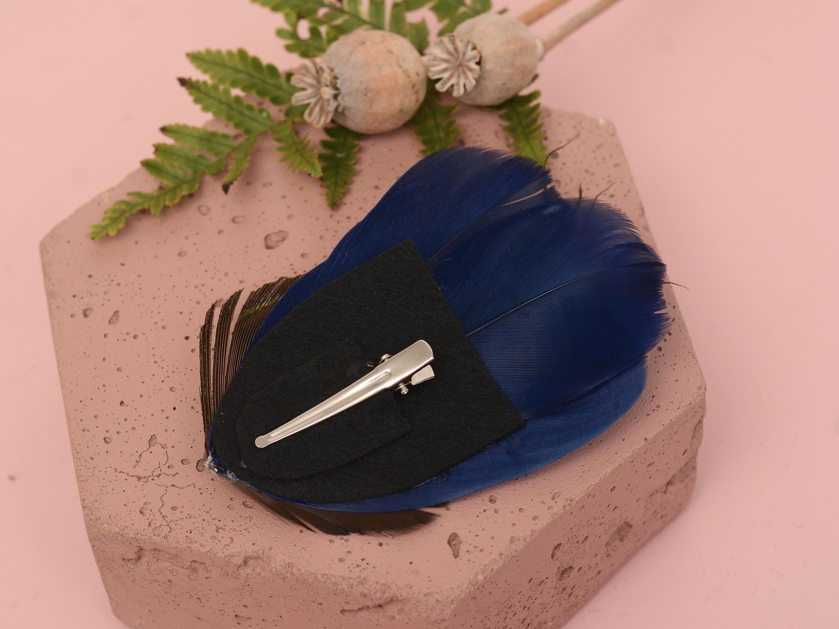 Fermaglio Lusso Con Piuma Di Pavone Blu E Verde | Fascinator Vintage Per Matrimonio E Feste | Accessorio Donna