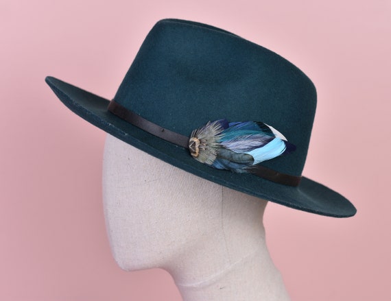 Blue Duck Feather Hat Pin / Lapel Pin 