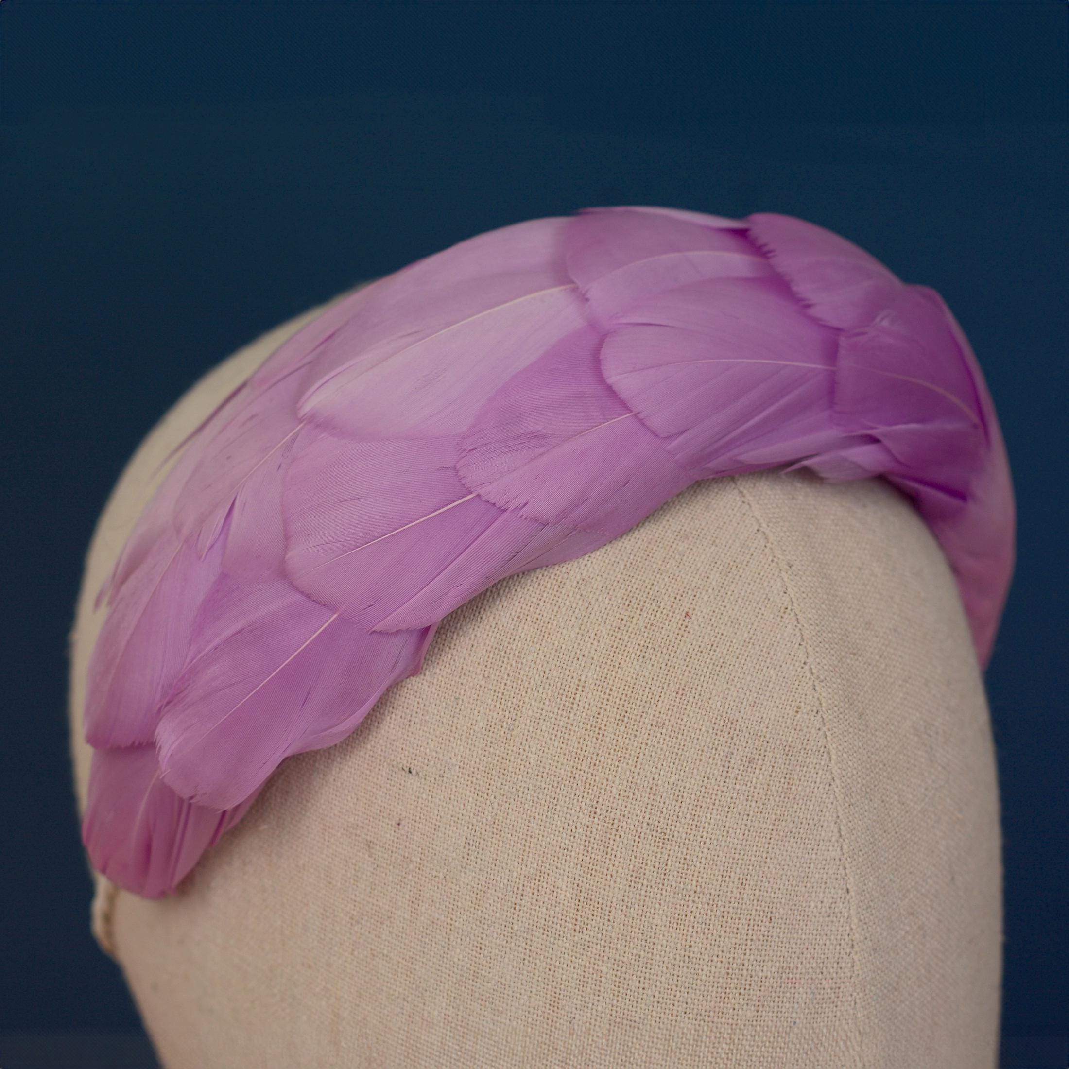 Luxury Lilac Purple Goose Feather Bandeau Headband Fascinator |  Feather Hat | Wedding Fascinator