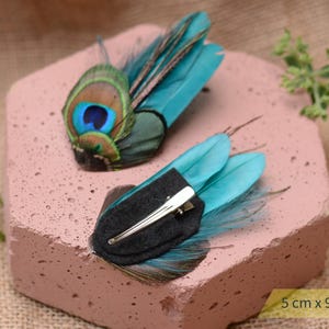 Haarspeldje kleine pauwenveer in groenblauw, groen, marineblauw of zwart nr. 002 afbeelding 10