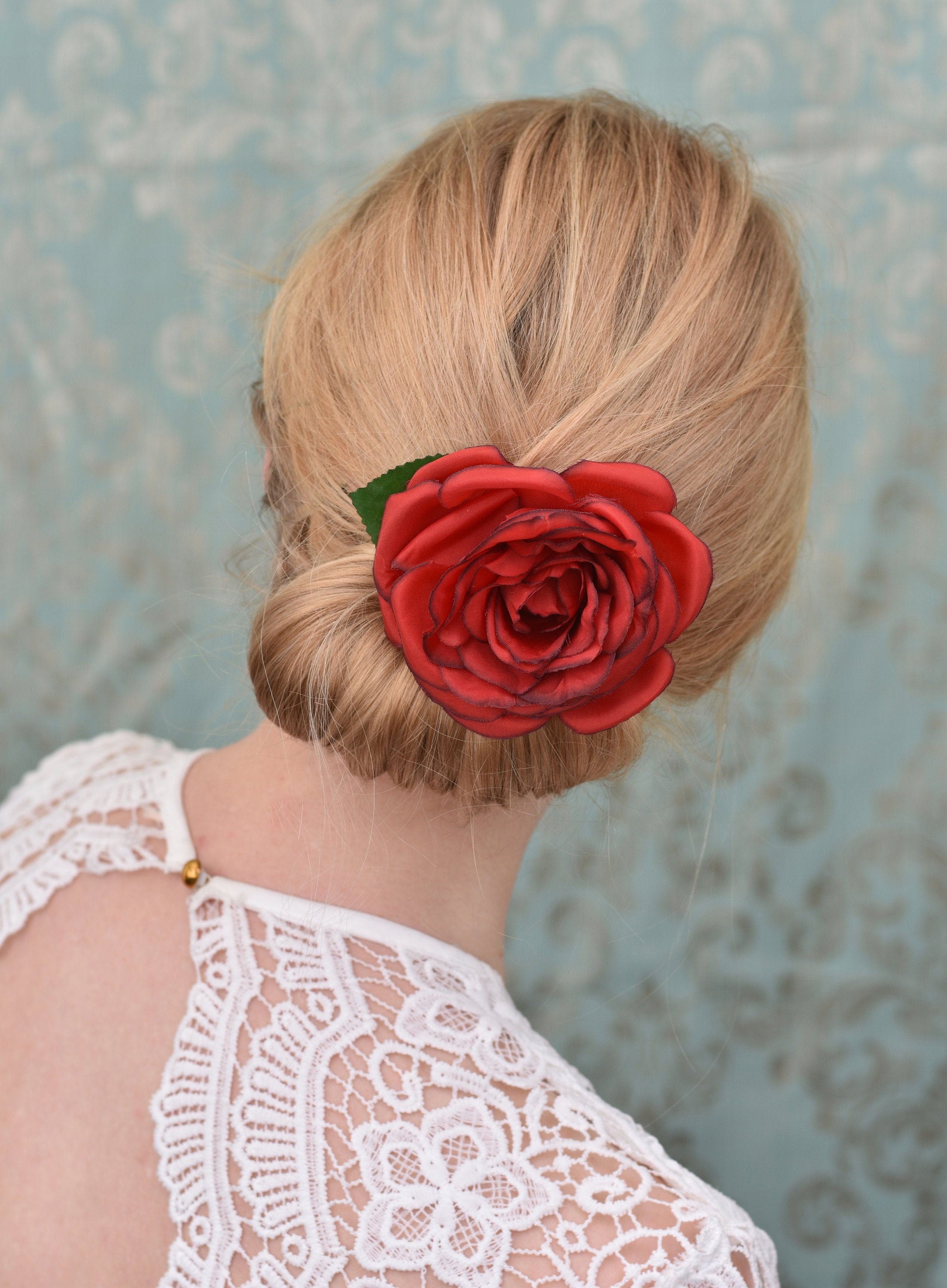 Red Rose Hair Clip - Etsy Red Rose Hair Clip - Etsy