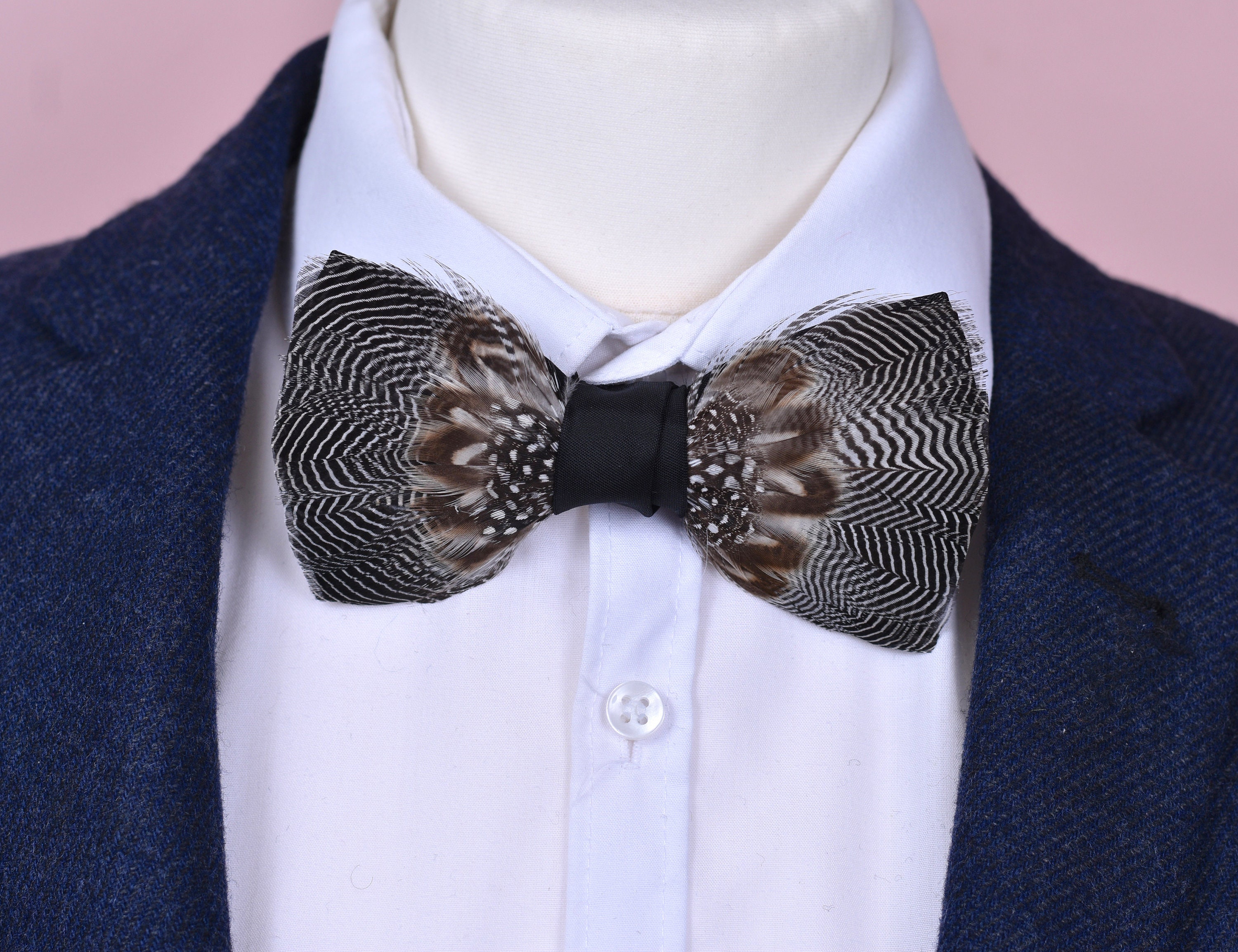 Monochrome Duck Feather Bow Tie No.4