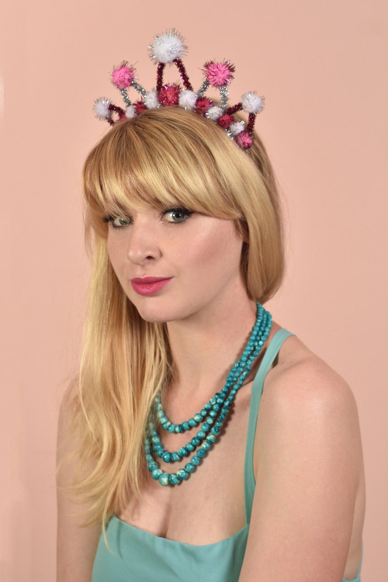 Tinsel Crown Headband in Pink Festive Headband Festive Etsy