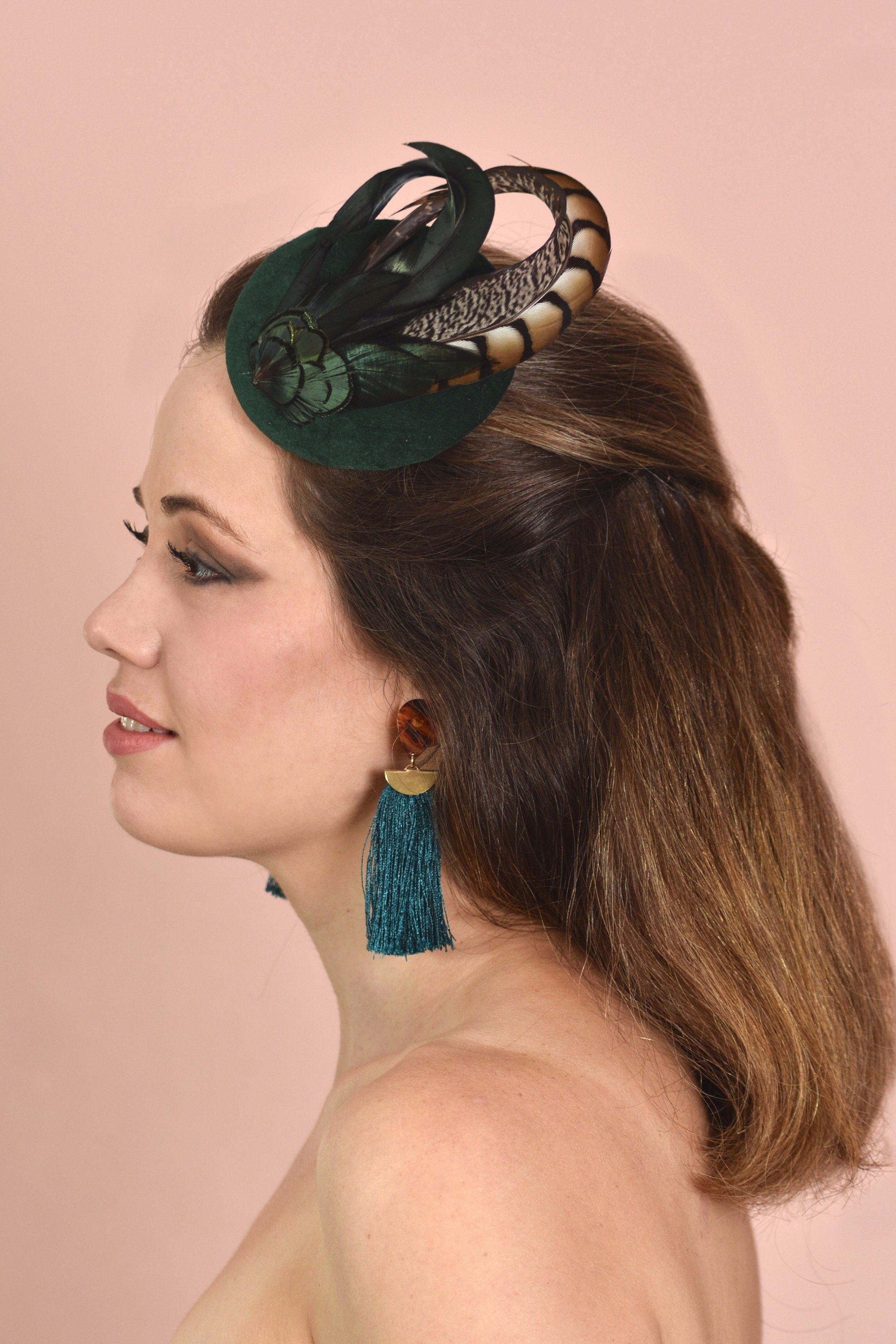 bottle green fascinator