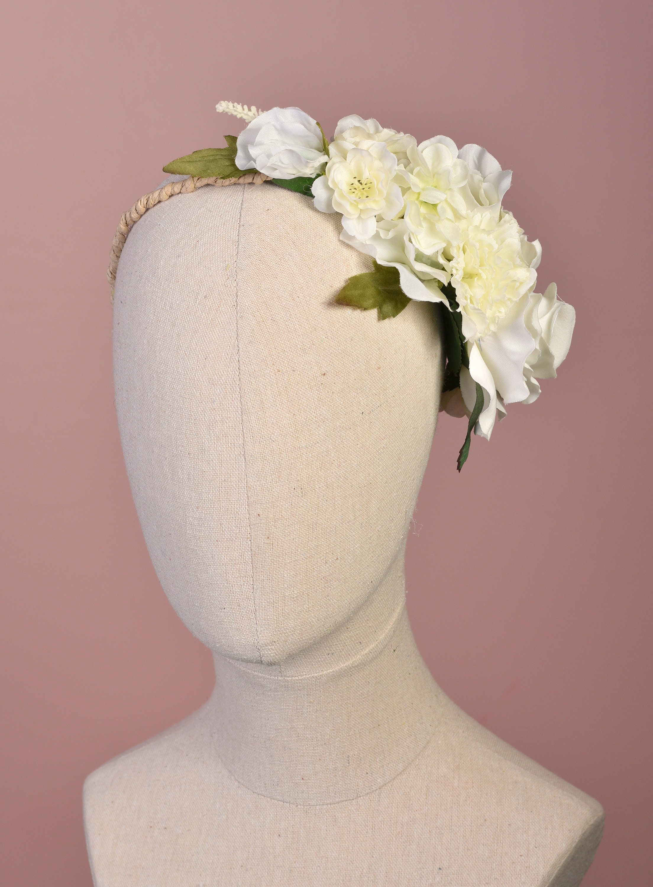 White Rose Bridal Flower Crown Garland