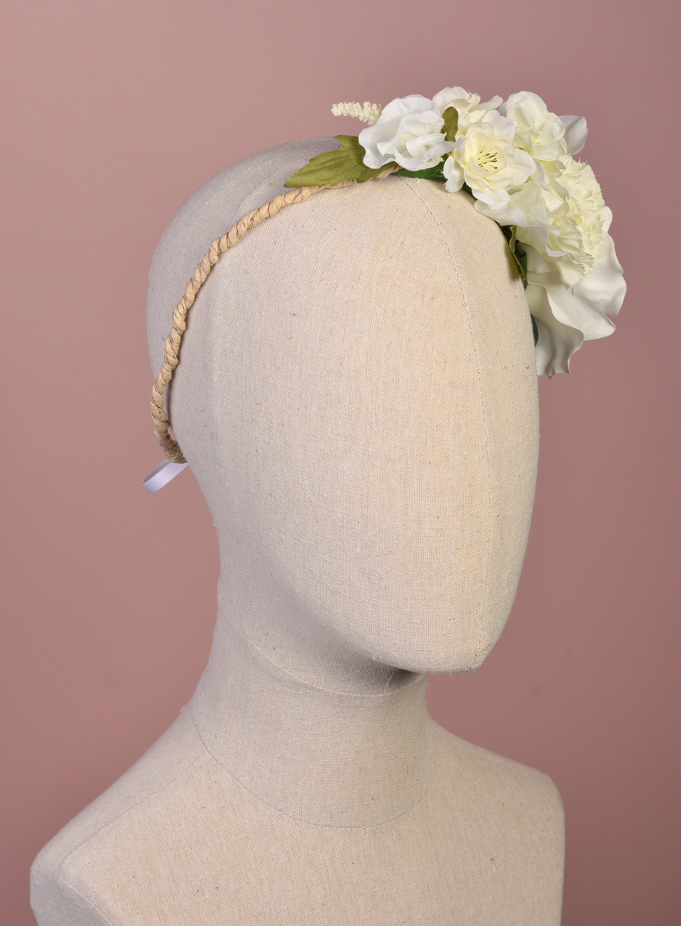 White Rose Bridal Flower Crown Garland