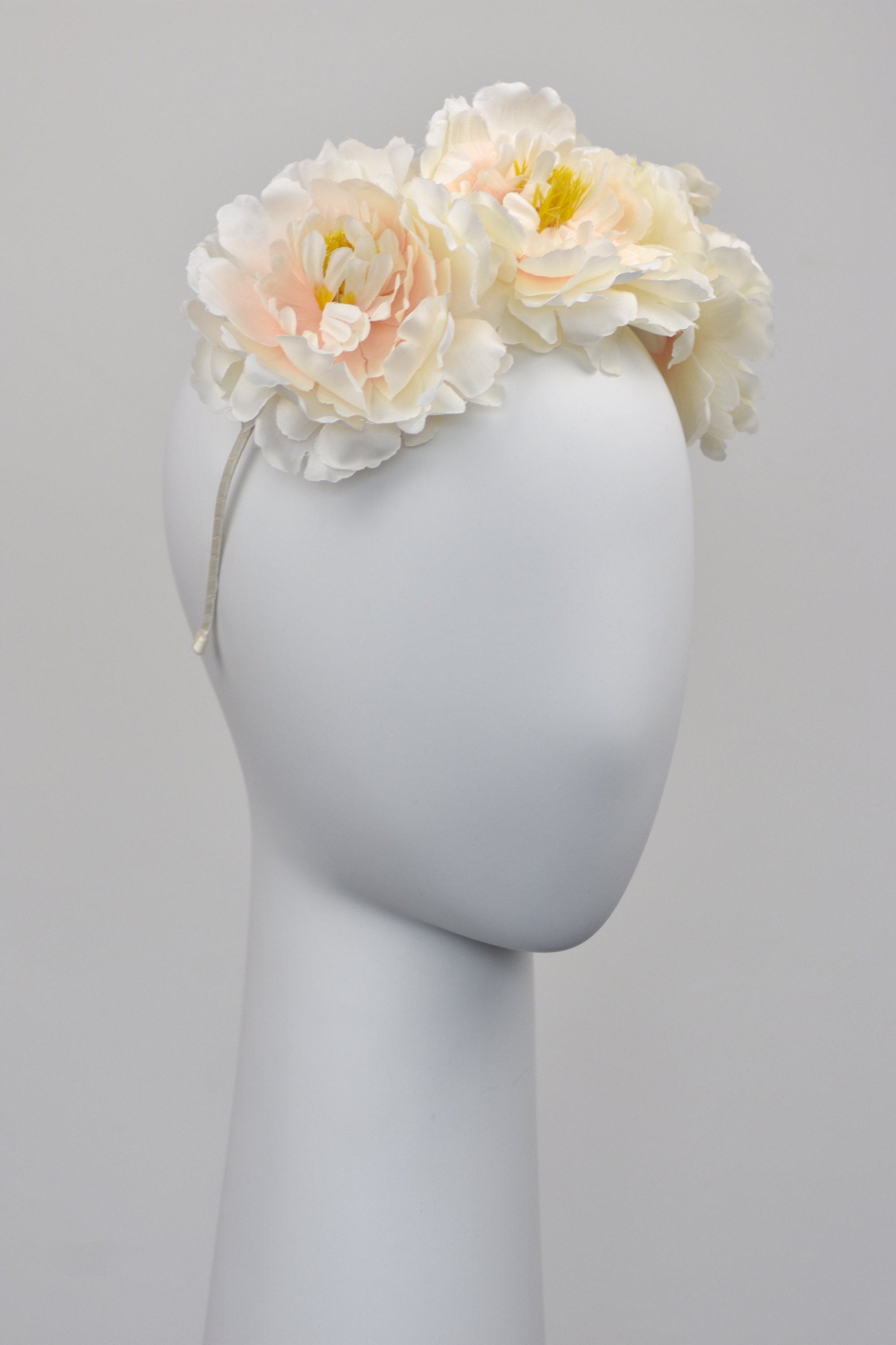 Jasmine Ivory and Blush Peony Bridal Flower Crown