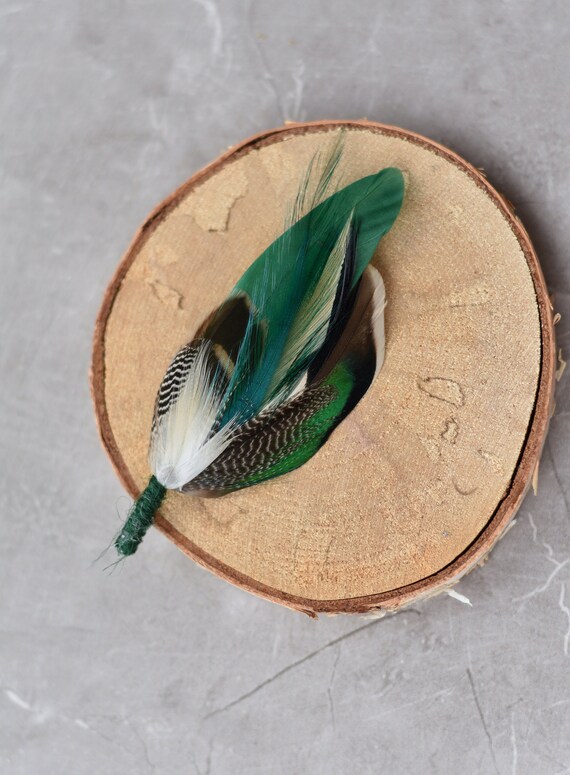 Bottle Green Duck Feather Lapel Pin 