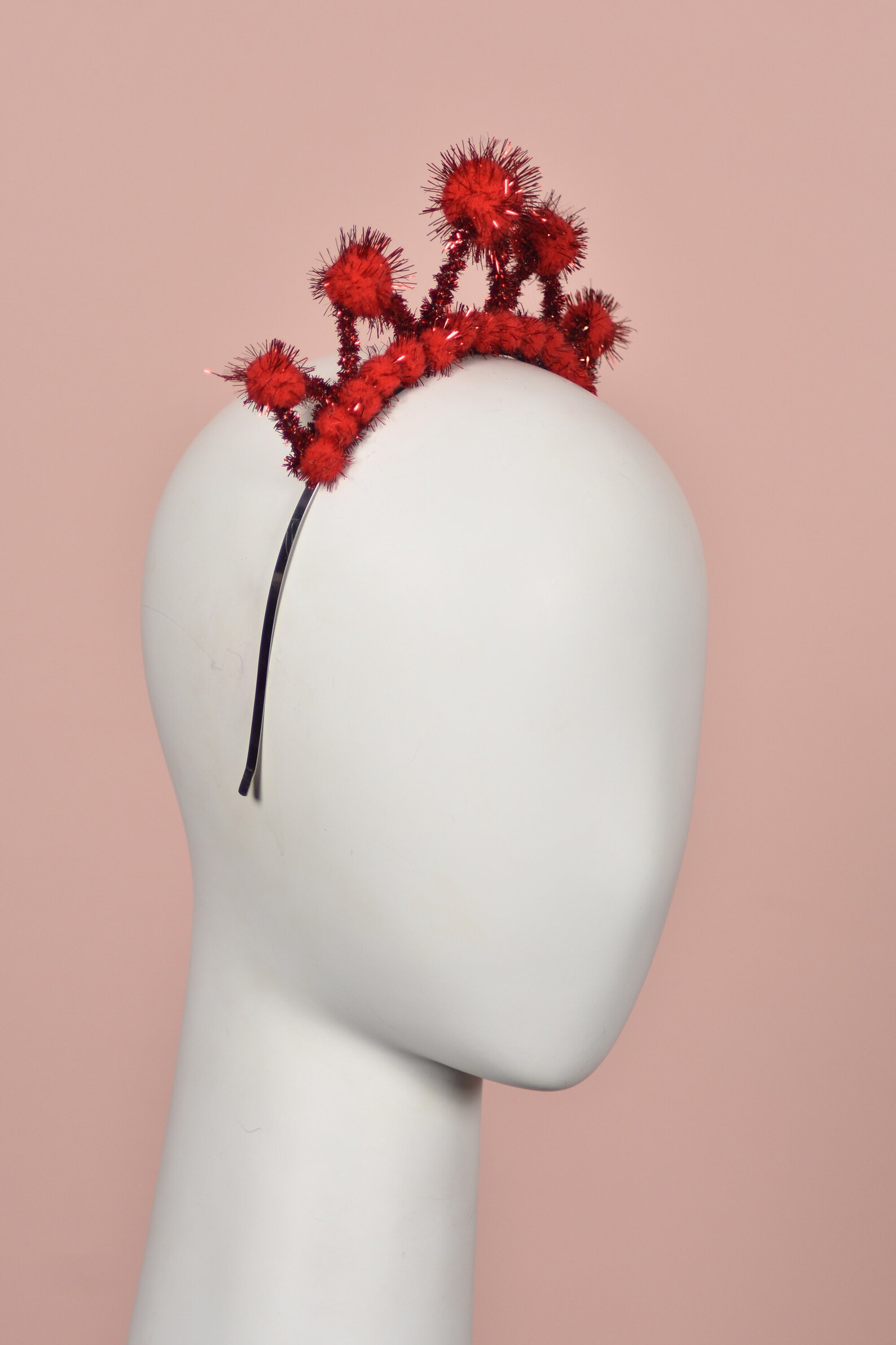 Tinsel Crown Headband in Red Festival Headband Festival Etsy