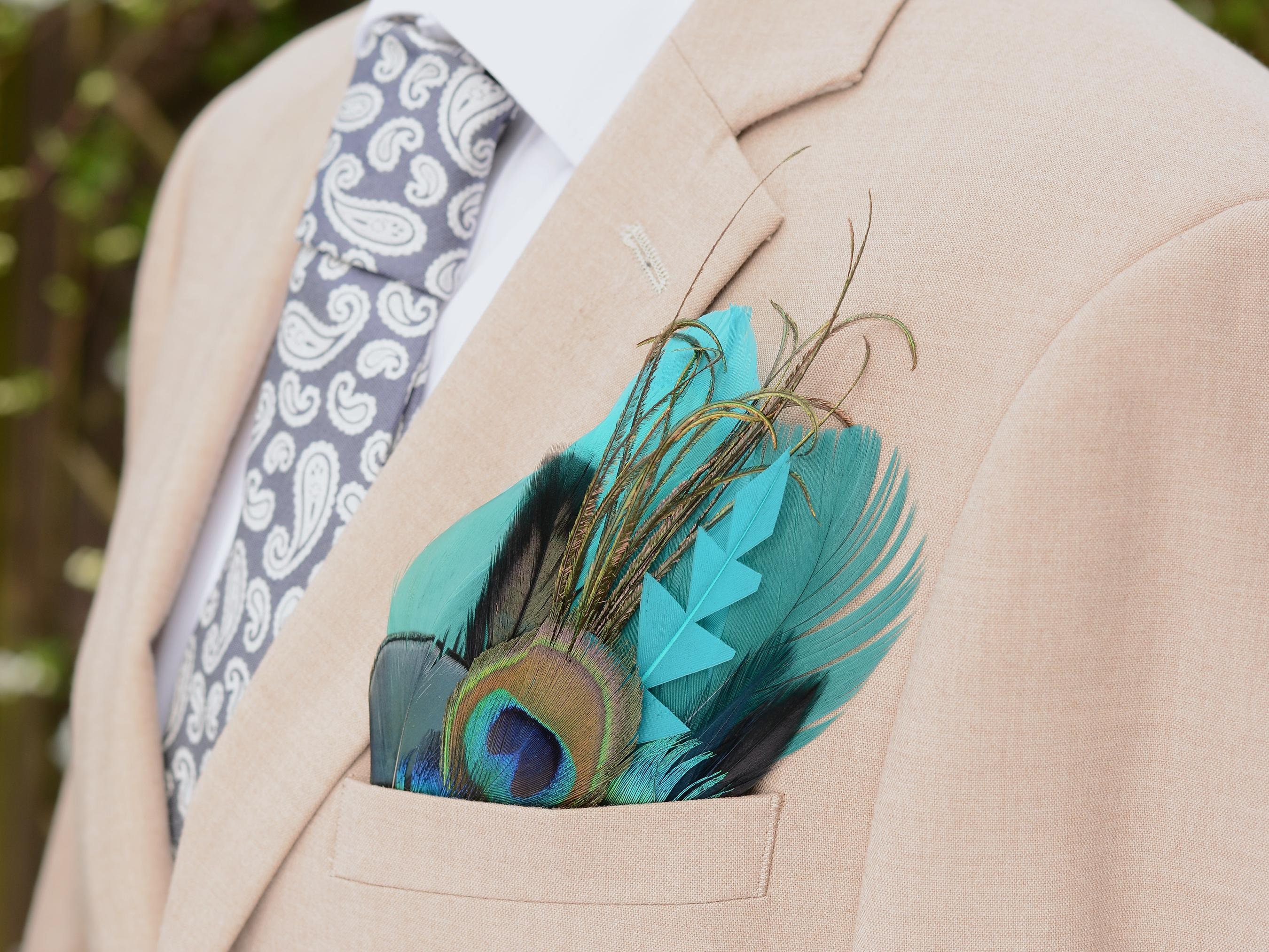 Feather Pocket Boutonniere - Etsy, image size:2700x2025
