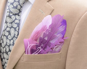 Shades of Purple Feather Pocket Square No.210