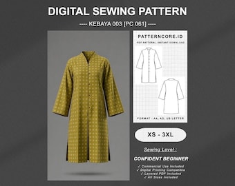 Sewing Pattern blouse tunic kebaya women's top shirt | Digital PDF Instant Download | Patterncore