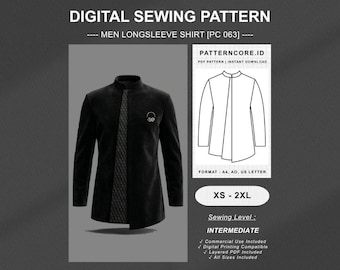 Sewing Pattern men's shirt formal wear fitted shirt | Digital PDF Instant Download | Patterncore