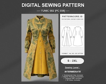 Sewing Pattern Tunic blouse | Digital PDF Instant Download | Patterncore