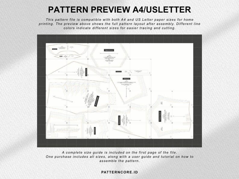 Sewing Pattern drape shirt asymetric blouse fitted office wear | Digital PDF Instant Download | Patterncore image 6