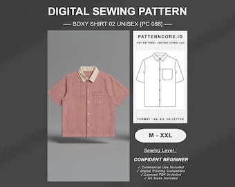 Sewing Pattern boxy shirt unisex oversized | Digital PDF Instant Download | Patterncore