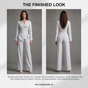 Sewing Pattern drape shirt asymetric blouse fitted office wear | Digital PDF Instant Download | Patterncore image 2