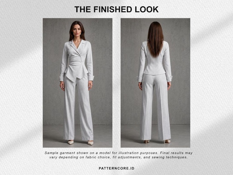Sewing Pattern drape shirt asymetric blouse fitted office wear | Digital PDF Instant Download | Patterncore image 2