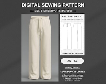 Sewing Pattern men's sweatpants | Digital PDF Instant Download | Patterncore