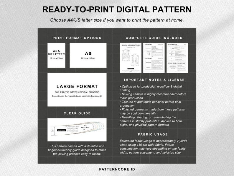 Sewing Pattern drape shirt asymetric blouse fitted office wear | Digital PDF Instant Download | Patterncore image 7