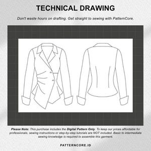 Sewing Pattern drape shirt asymetric blouse fitted office wear | Digital PDF Instant Download | Patterncore image 5
