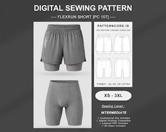 Sewing Pattern | flexrun short pants men's | Digital PDF Instant Download | Patterncore