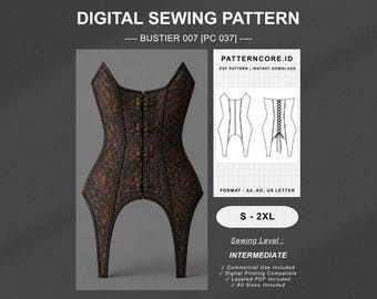 Sewing Pattern corset or bustier belt | Digital PDF Instant Download | Patterncore