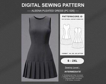 Mini Dress 003 Sewing Pattern | Digital PDF Instant Download | Patterncore