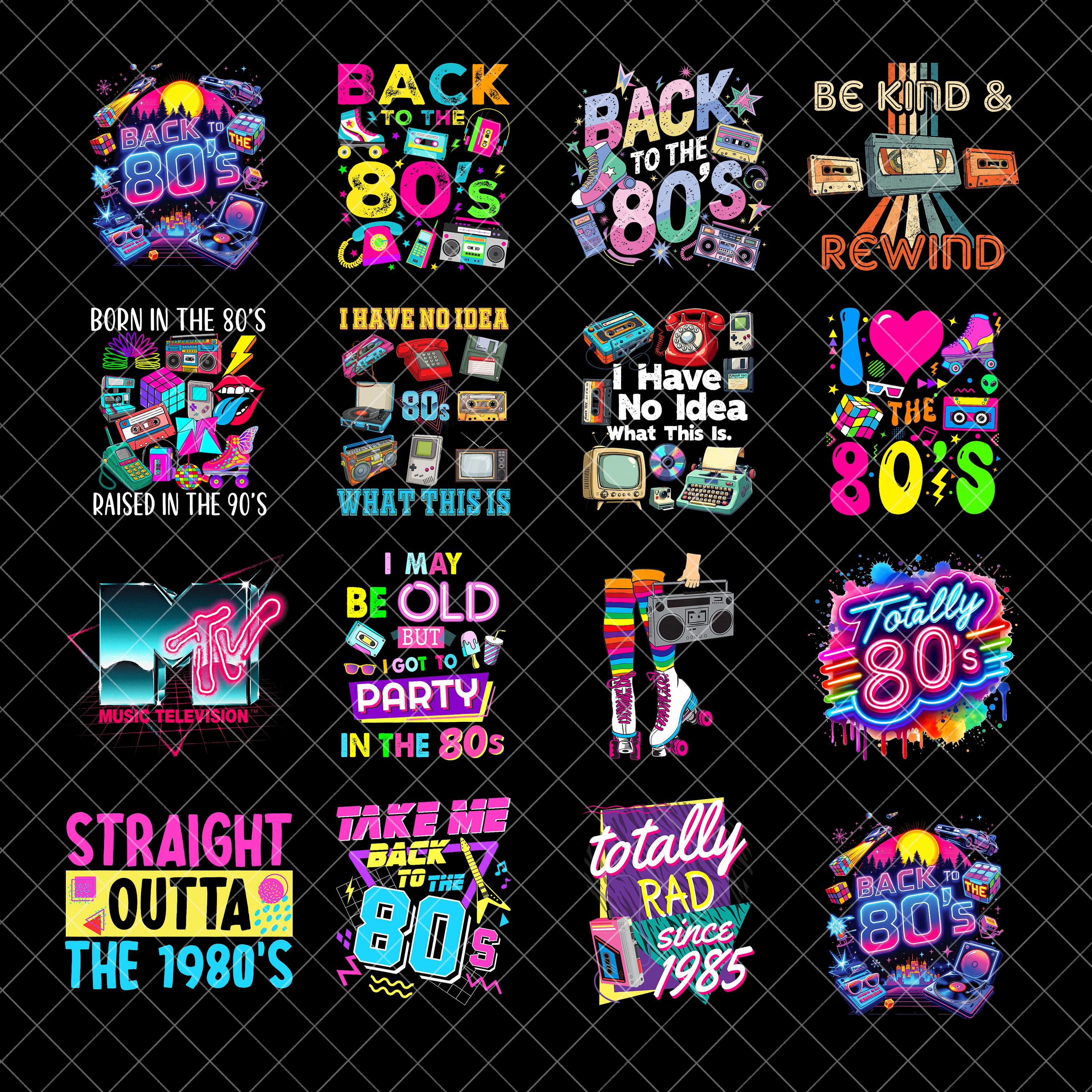 Throwback to the 80s Bundle, 80s Graphics, Png Bundle, Back to 80s, 80s ...