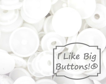KAM Plastic Snaps: B3 White, Size 20 (1/2") Glossy - No-Sew Snap Fasteners (True White) KAM®