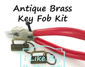 DIY Craft Kit 1" and 1.25" Key Fob Hardware Starter Kit - ANTIQUE BRASS (20 Sets Total) Wristlets/Key Chain/Split Rings/Key Fobs/Key Keeper