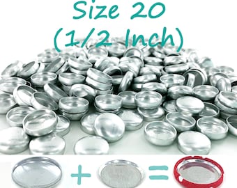 Cover Buttons: 10 or 25 Sets, FLAT BACK, Size 20 (1/2 Inch) Fabric Covered Buttons - Glueable