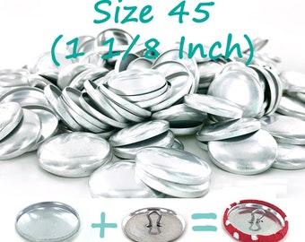Cover Buttons: 50 or 100 Sets, WIRE BACK, Size 45 (1 1/8 Inch) Fabric Covered Buttons - Sewable