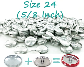 Cover Buttons: 50 or 100 Sets, WIRE BACK, Size 24 (5/8 Inch) Fabric Covered Buttons - Sewable