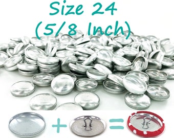 Cover Button Kit 10 Sets WIRE BACK/Sewable Size 24 (5/8 Inch) Self Cover Buttons/Button with Tool - Loop Shank - Fabric Covered Buttons