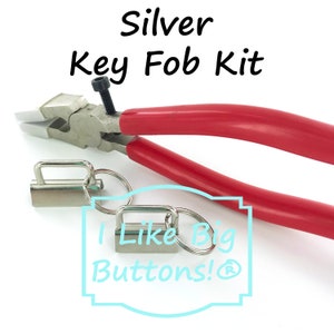 1&quot; and 1.25&quot; Key Fob Hardware & Pliers Kit: 20 Sets, SILVER - DIY Wristlet Starter Kit