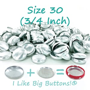 Cover Buttons: 100 Sets, FLAT BACK, Size 30 (3/4 Inch) Fabric Buttons - Glueable