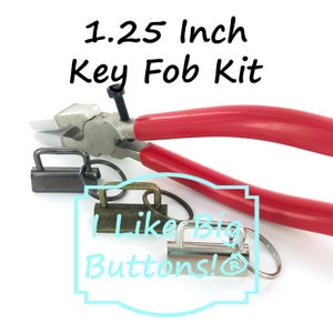 1.25&quot; Key Fob Hardware & Pliers Kit: 30 Sets, Silver, Antique Brass, Gunmetal - DIY Wristlet Starter Kit