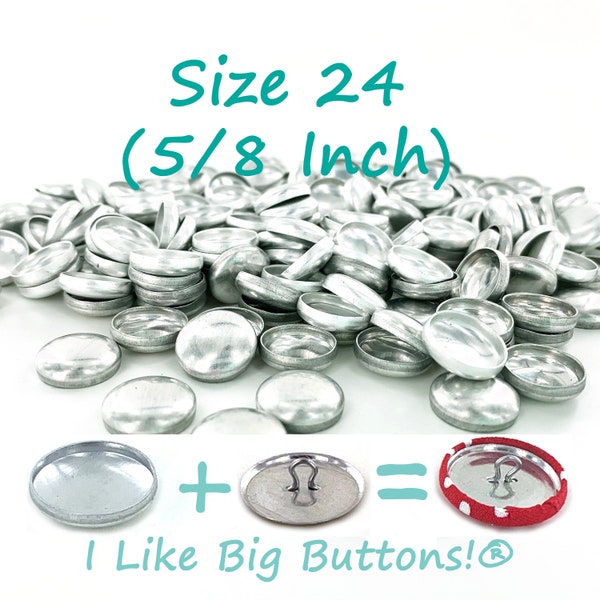 Cover Buttons 25 Sets WIRE BACK Size 24 (5/8 Inch) Self Cover Buttons/Button with Loop Shank - Use to make Fabric Covered Buttons