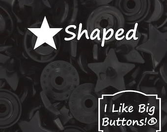 STAR KAM Plastic Snaps: Black *STARS* Glossy, Novelty No-Sew Snap Fasteners