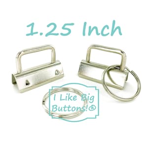 1.25 Inch Key Fob Hardware: 15 or 25 Sets, SILVER, 1.25&quot; with 25mm Split Rings, DIY Wristlet Kit