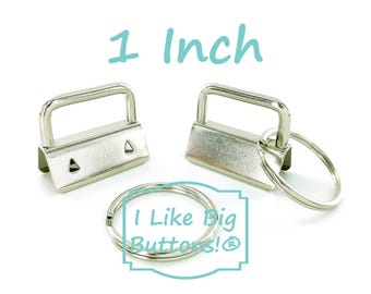 1 Inch Key Fob Hardware: 15 or 25 Sets, SILVER, 1" Fobs with 25mm Split Rings, DIY Wristlet Kit