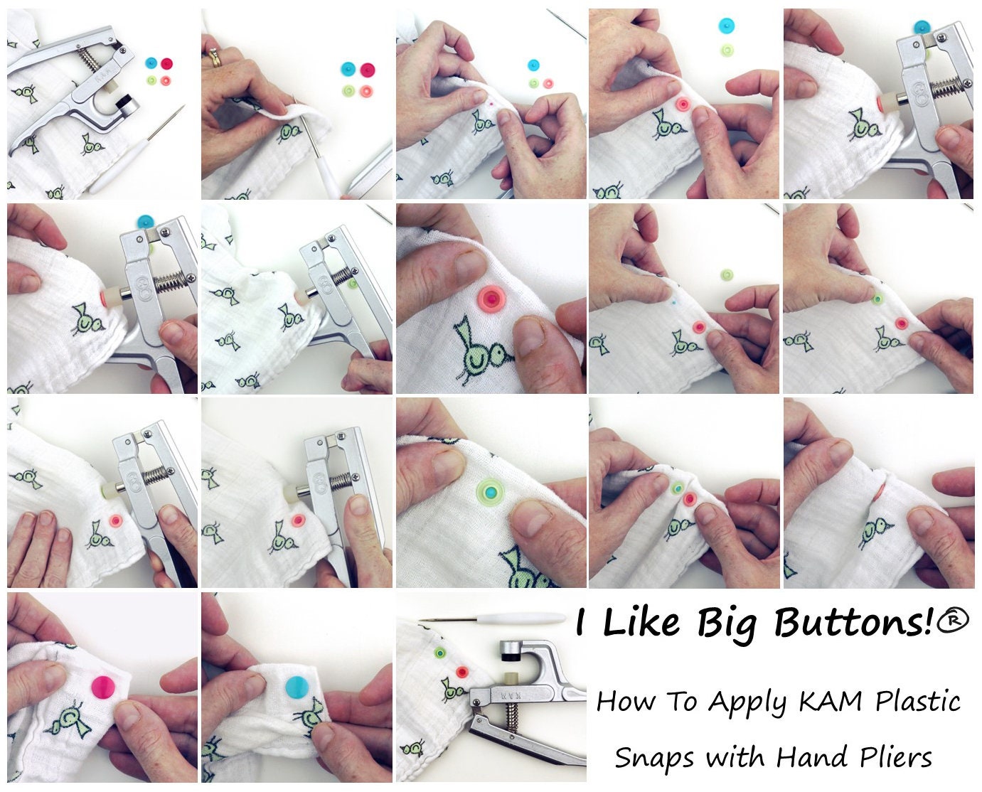 KAM Plastic Snap Fasteners Size 16 Professional Grade B3 White